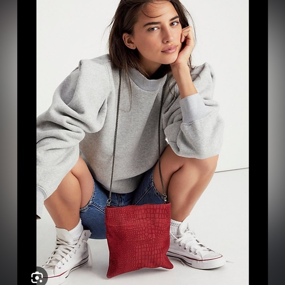Free People Bags Free People Nicolette Suede Red Embossed